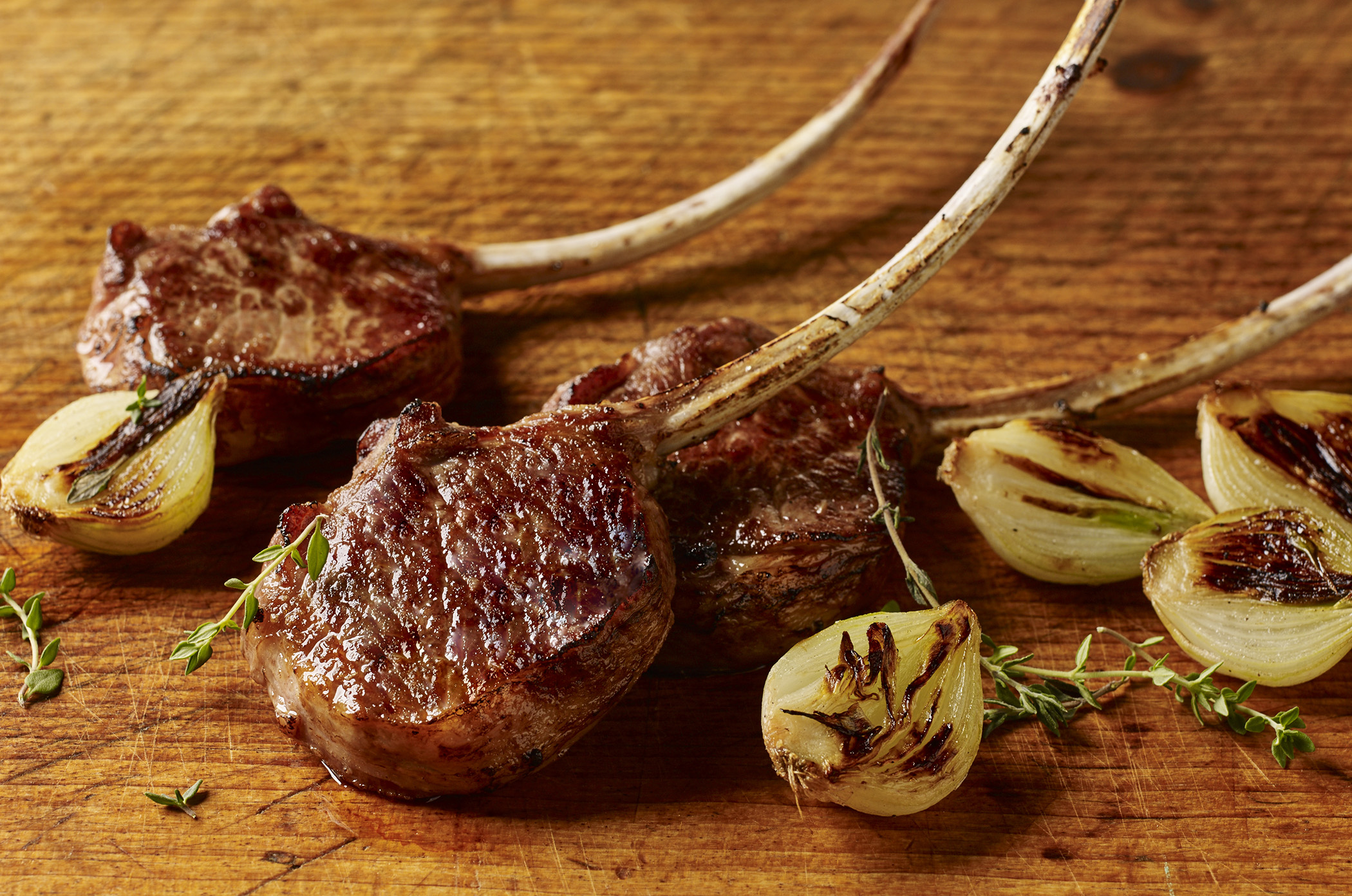 Lamb Rib Chops Chops Cutting Board Bones